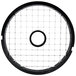 A black circular food processor dicing grid with white wire mesh.