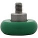 A close-up of a Turbo Air green plastic drawer roller with a metal bolt