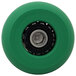 A green Turbo Air drawer roller wheel with a black center and metal ball bearing.
