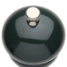 A Chef Specialties forest green salt mill with a silver cap.