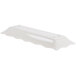 A white rectangular scalloped melamine display tray with a white background.