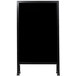 A black rectangular A-Frame sign board with a black marker board.