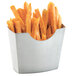 A stainless steel Cal-Mil French fry holder filled with fries.
