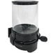 A black Cal-Mil wall mount single canister powder dispenser with a clear container.