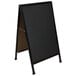 A black Aarco A-Frame sign board with a black chalkboard.