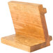 A Cal-Mil Madera rustic pine displayette stand on a table.