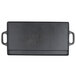 A black rectangular Cal-Mil cast iron griddle with handles.