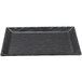 A black rectangular Cal-Mil faux slate platter with a raised rim.