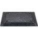 A black rectangular melamine tray with a raised rim.