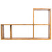 A Cal-Mil Madera rustic pine building block display with four shelves inside a wooden frame.
