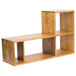 A Cal-Mil Madera rustic pine building block system on a table with four wooden shelves.
