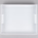 A white rectangular plastic tray with black handles.