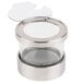 A Cal-Mil chilled condiment organizer with notched lid on top of a clear container with a lid.