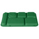 A green plastic tray with six compartments.