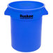 A blue Continental Huskee 20 gallon round plastic trash can with handles.