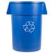A blue Carlisle Bronco recycling bin with a white recycling symbol.