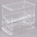A clear plastic Cal-Mil straw and stir stick organizer with two compartments.