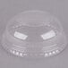 A clear plastic dome lid with a hole over a clear plastic bowl.
