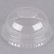A clear plastic Dart dome lid with a hole in the top.