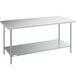 A Steelton stainless steel work table with undershelf on a white table.