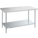 A Steelton stainless steel work table with undershelf on a white table.