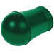 A close-up of a green rubber cylinder with a round top.