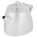 A Vollrath stainless steel teapot with a lid.