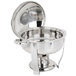 A silver stainless steel Vollrath Orion Lift-Off Small Round Chafer with a lid.
