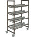 A grey metal Camshelving Elements drying rack cart with wheels.