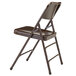 A brown National Public Seating metal folding chair with a triple-brace frame.