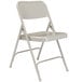 A National Public Seating gray metal folding chair.