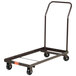 A large metal National Public Seating folding chair dolly with wheels.