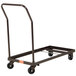 A large metal cart with wheels designed to store and transport National Public Seating folding chairs.