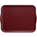 A burgundy rectangular Cambro tray with white handles.