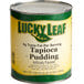 A white and yellow #10 can of Lucky Leaf Premium Tapioca Pudding.