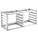 A Channel metal wall mount sheet pan rack with shelves.