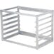 A Channel metal sheet pan rack with shelves.