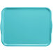 A blue rectangular Cambro tray with white handles.