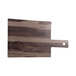 An Elite Global Solutions faux hickory wood serving board with a handle and ramekin compartment.