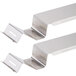 A pair of metal brackets on a white background.