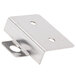 A stainless steel Master-Bilt lid locking kit bracket with two holes.