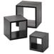 Three black cube-shaped risers.