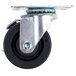 A set of 4 black Beverage-Air plate casters with metal wheels.