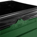 A forest green Commercial Zone PolyTec waste container with a black plastic lid.
