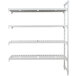 A white metal Camshelving® Premium add on unit with 4 shelves.