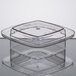 A clear plastic Fineline Tiny Temptations square tray with a lid.
