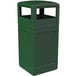 A forest green Commercial Zone PolyTec rectangular trash can with a dome lid.