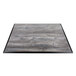 A BFM Seating rectangular driftwood composite laminate table top with a wood surface and black border.