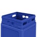 A blue plastic Commercial Zone waste container with a dome lid.