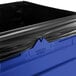 A blue Commercial Zone PolyTec waste container with black plastic liner and dome lid.